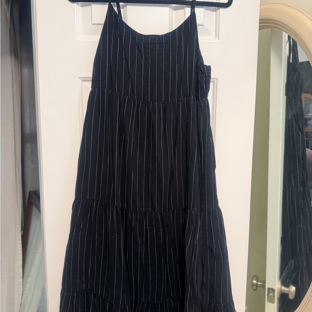 Dip Black and White Striped Top